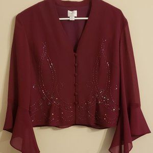 Emma E James womens beaded  top short bell sleeves